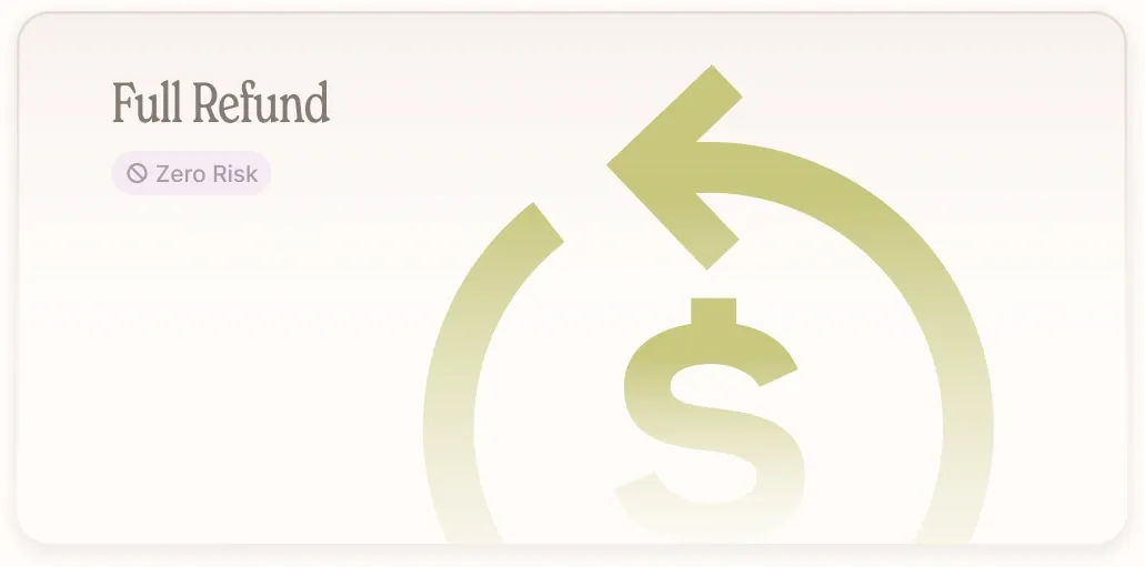 Full refund card marked zero risk